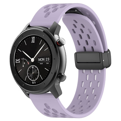 For Amazfit GTR 42mm 20mm Folding Magnetic Clasp Silicone Watch Band(Purple) - Watch Bands by buy2fix | Online Shopping UK | buy2fix