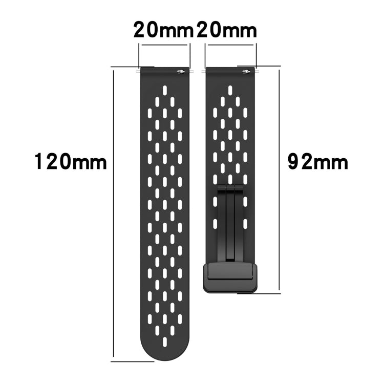 For Amazfit Bip3 20mm Folding Magnetic Clasp Silicone Watch Band(Black) - Watch Bands by buy2fix | Online Shopping UK | buy2fix