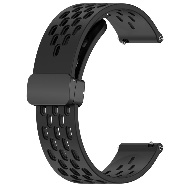 For Huawei GT2 46mm 22mm Folding Magnetic Clasp Silicone Watch Band(Black) - Watch Bands by buy2fix | Online Shopping UK | buy2fix