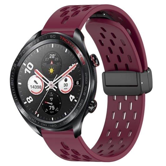 For Honor Watch Dream 22mm Folding Magnetic Clasp Silicone Watch Band(Wine Red) - Watch Bands by buy2fix | Online Shopping UK | buy2fix