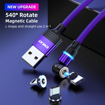 ENKAY 3 in 1 2.4A USB to Type-C / 8 Pin / Micro USB Magnetic 540 Degrees Rotating Charging Cable, Length:1m(Black) - Charging Cable & Head by ENKAY | Online Shopping UK | buy2fix