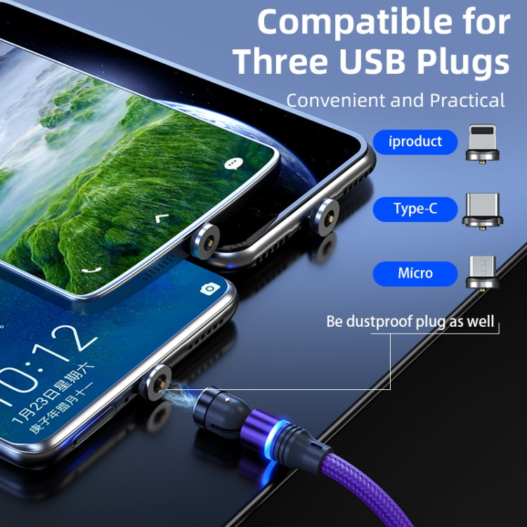 ENKAY 3 in 1 2.4A USB to Type-C / 8 Pin / Micro USB Magnetic 540 Degrees Rotating Charging Cable, Length:2m(Black) - Charging Cable & Head by ENKAY | Online Shopping UK | buy2fix