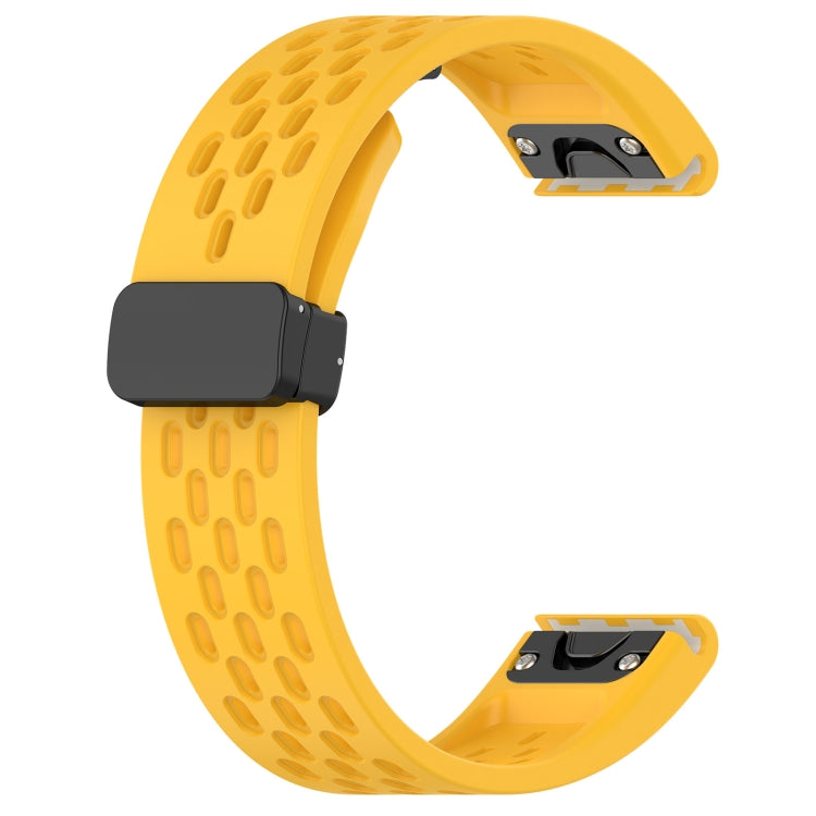 For Garmin Fenix 7S 20mm Folding Buckle Hole Silicone Watch Band(Yellow) - Watch Bands by buy2fix | Online Shopping UK | buy2fix