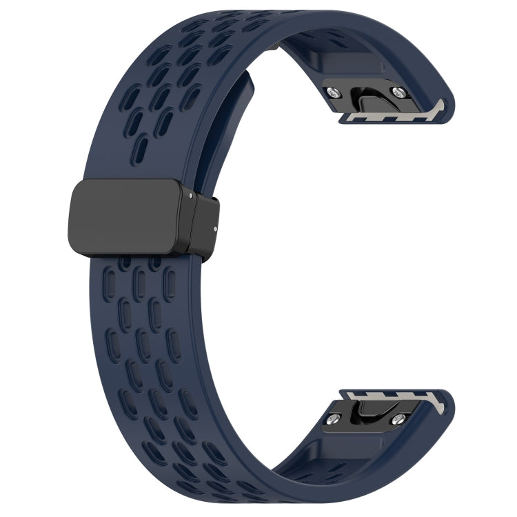 For Garmin Fenix 5S 20mm Folding Buckle Hole Silicone Watch Band(Midnight Blue) - Watch Bands by buy2fix | Online Shopping UK | buy2fix