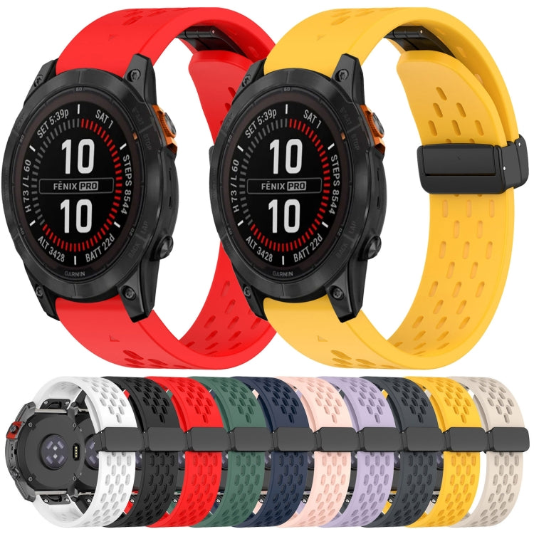 For Garmin Fenix 5S Plus 20mm Folding Buckle Hole Silicone Watch Band(Starlight Color) - Watch Bands by buy2fix | Online Shopping UK | buy2fix