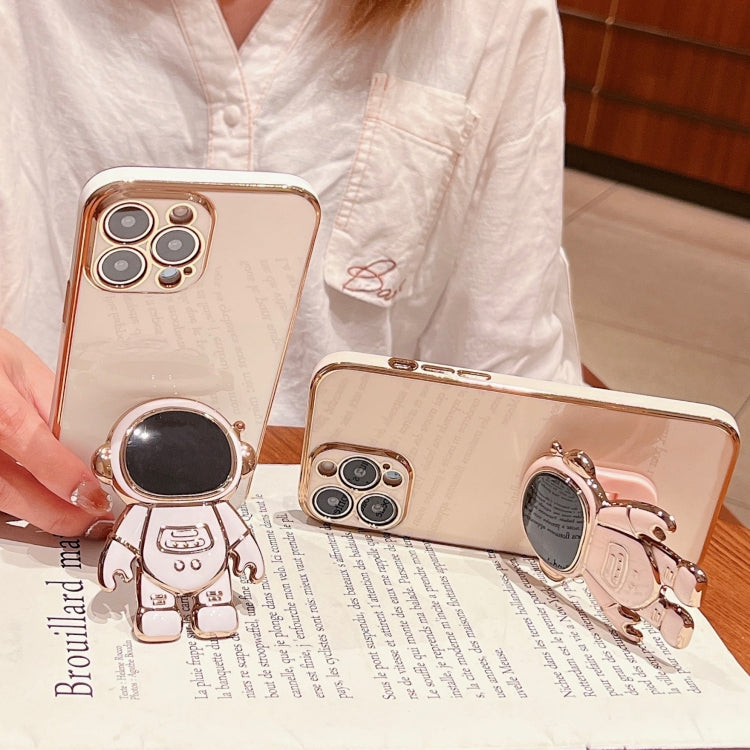 For iPhone 16 Electroplating Astronaut Holder Phone Case(White) - iPhone 16 Cases by buy2fix | Online Shopping UK | buy2fix