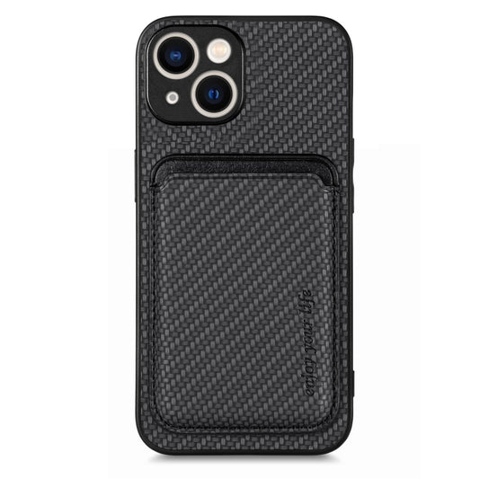 For iPhone 15 Plus Carbon Fiber Leather Card Magsafe Phone Case(Black) - iPhone 15 Plus Cases by buy2fix | Online Shopping UK | buy2fix