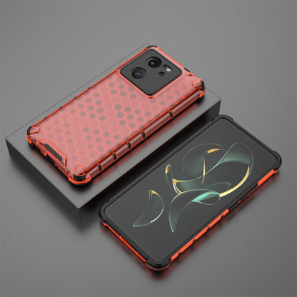 For Xiaomi 13T Shockproof Honeycomb Phone Case(Red) - Xiaomi Cases by buy2fix | Online Shopping UK | buy2fix