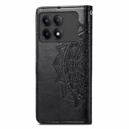 For Xiaomi Redmi K70E Mandala Flower Embossed Leather Phone Case(Black) - K70E Cases by buy2fix | Online Shopping UK | buy2fix