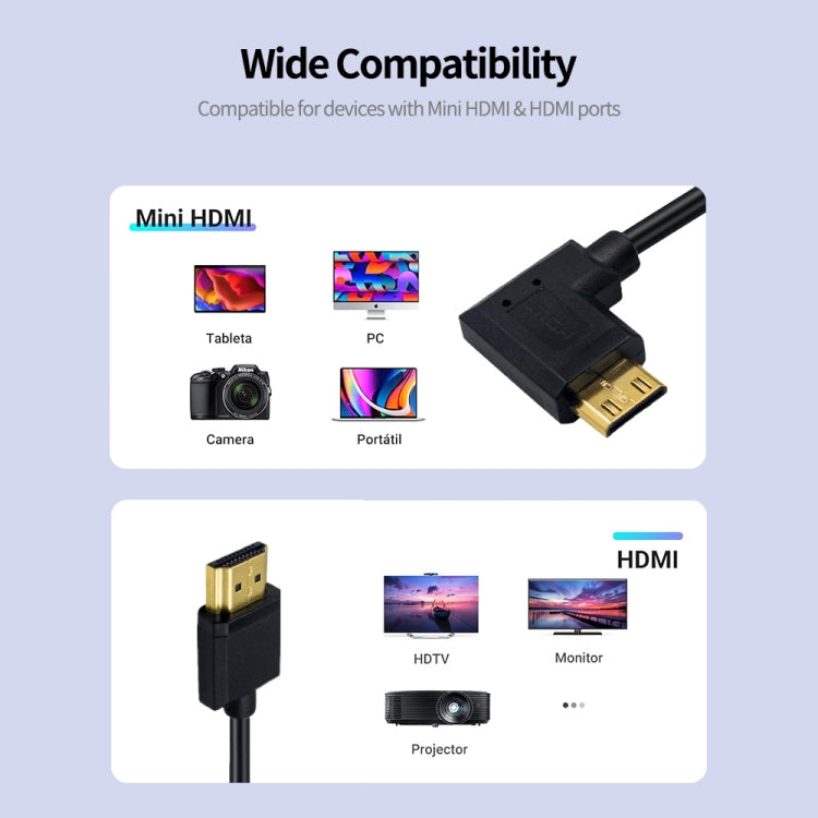 JUNSUNMAY 4K 60Hz Mini HDMI Male to HDMI 2.0V Male Spring Cable, Length:1.2m(Up) - Cable by JUNSUNMAY | Online Shopping UK | buy2fix