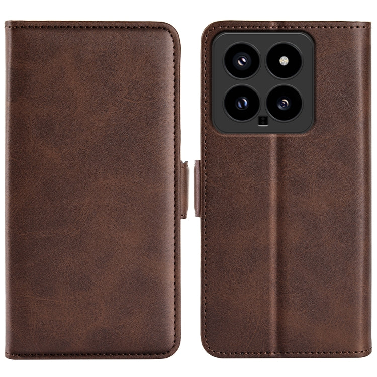 For Xiaomi 14 Dual-side Magnetic Buckle Horizontal Flip Leather Phone Case(Brown) - 14 Cases by buy2fix | Online Shopping UK | buy2fix