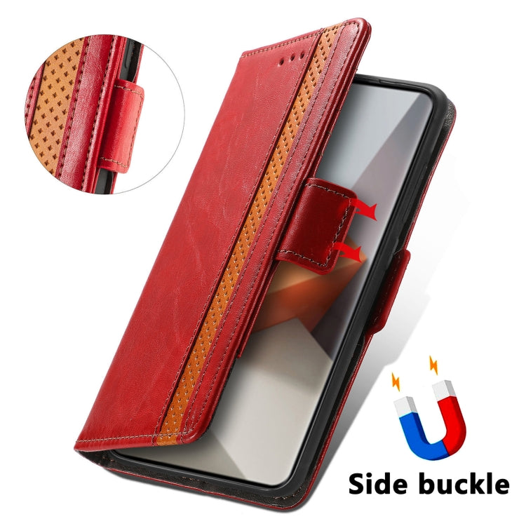 For Xiaomi Redmi Note 13 Pro+ CaseNeo Splicing Dual Magnetic Buckle Leather Phone Case(Red) - Note 13 Pro+ Cases by buy2fix | Online Shopping UK | buy2fix