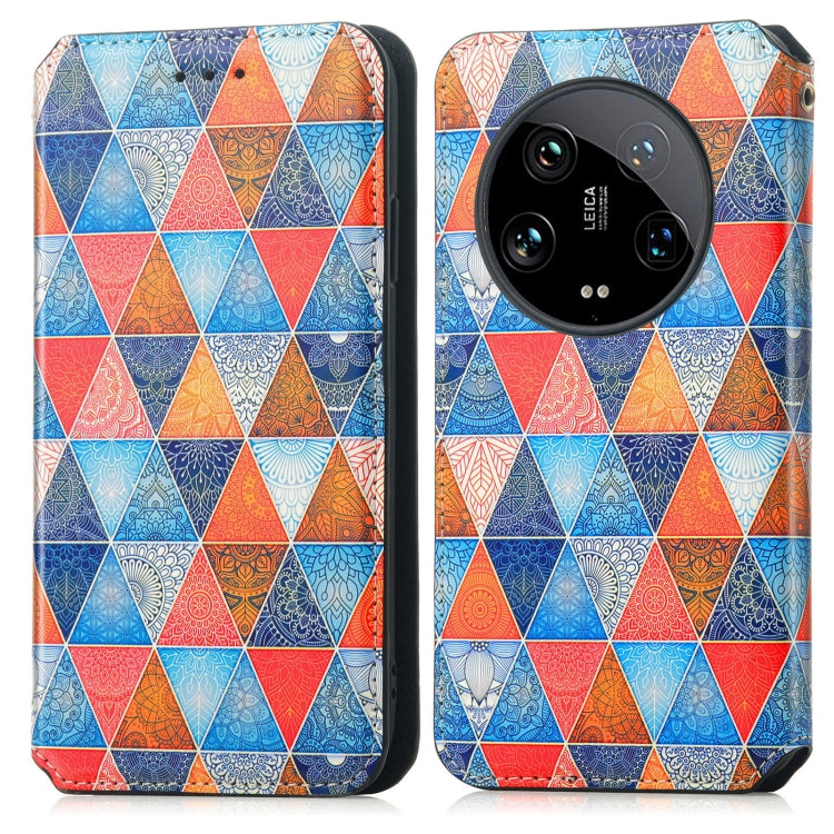 For Xiaomi 14 Ultra CaseNeo Colorful Magnetic Leather Phone Case(Rhombus Mandala) - 14 Ultra Cases by buy2fix | Online Shopping UK | buy2fix