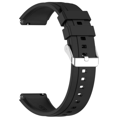 For Huawei Watch GT4 41mm Official Steps Style Silver Buckle Silicone Watch Band(Black) - Watch Bands by buy2fix | Online Shopping UK | buy2fix