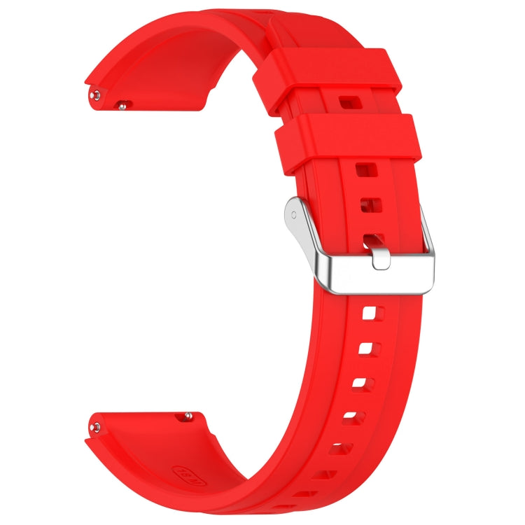 For Huawei Watch GT4 46mm Official Steps Style Silver Buckle Silicone Watch Band(Red) - Watch Bands by buy2fix | Online Shopping UK | buy2fix