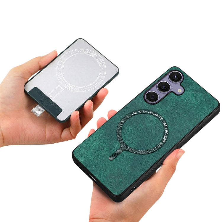 For Samsung Galaxy S25+ 5G Retro Splitable Magnetic Card Bag Leather Phone Case(Green) - Galaxy Phone Cases by buy2fix | Online Shopping UK | buy2fix