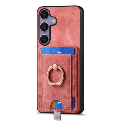 For Samsung Galaxy S25 Ultra 5G Retro Splitable Magnetic Card Bag Leather Phone Case(Pink) - Galaxy Phone Cases by buy2fix | Online Shopping UK | buy2fix