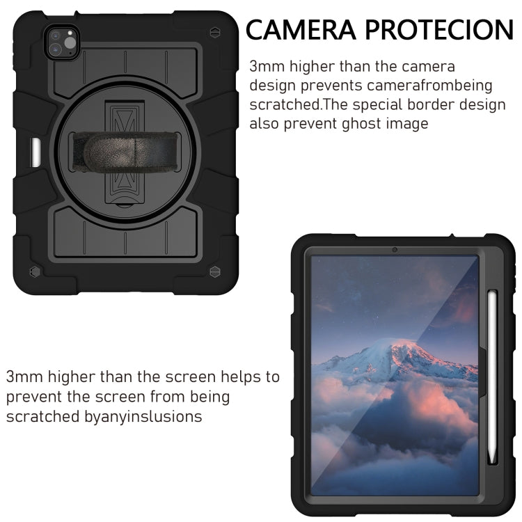 For iPad Pro 11 2024 Silicone Hybrid PC Shockproof Tablet Case with Shoulder Strap(Black) - iPad Pro 11 2024 Cases by buy2fix | Online Shopping UK | buy2fix