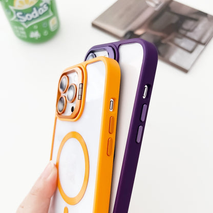 For iPhone 12 Pro Max MagSafe Acrylic Hybrid TPU Holder Phone Case with Lens film(Orange) - iPhone 12 Pro Max Cases by buy2fix | Online Shopping UK | buy2fix