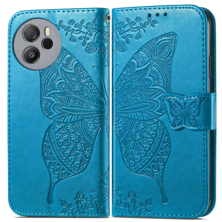 For Blackview Shark 8 Butterfly Love Flower Embossed Leather Phone Case(Blue) - More Brand by buy2fix | Online Shopping UK | buy2fix