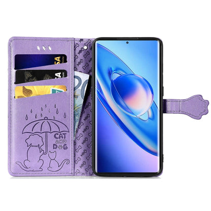 For Blackview A200 Pro Cat and Dog Embossed Leather Phone Case(Purple) - More Brand by buy2fix | Online Shopping UK | buy2fix