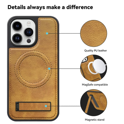 For iPhone 12 Pro Max Multi-function Holder MagSafe PU Phone Case(Brown) - iPhone 12 Pro Max Cases by buy2fix | Online Shopping UK | buy2fix