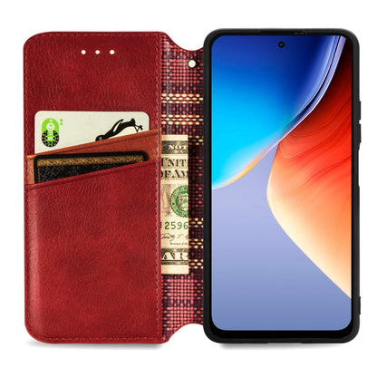 For Blackview A96 Cubic Grid Pressed Magnetic Leather Phone Case(Red) - More Brand by buy2fix | Online Shopping UK | buy2fix