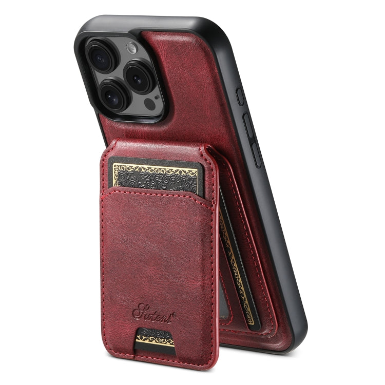 For iPhone 16 Pro Max Suteni H15 MagSafe Oil Eax Leather Detachable Wallet Back Phone Case(Red) - iPhone 16 Pro Max Cases by Suteni | Online Shopping UK | buy2fix