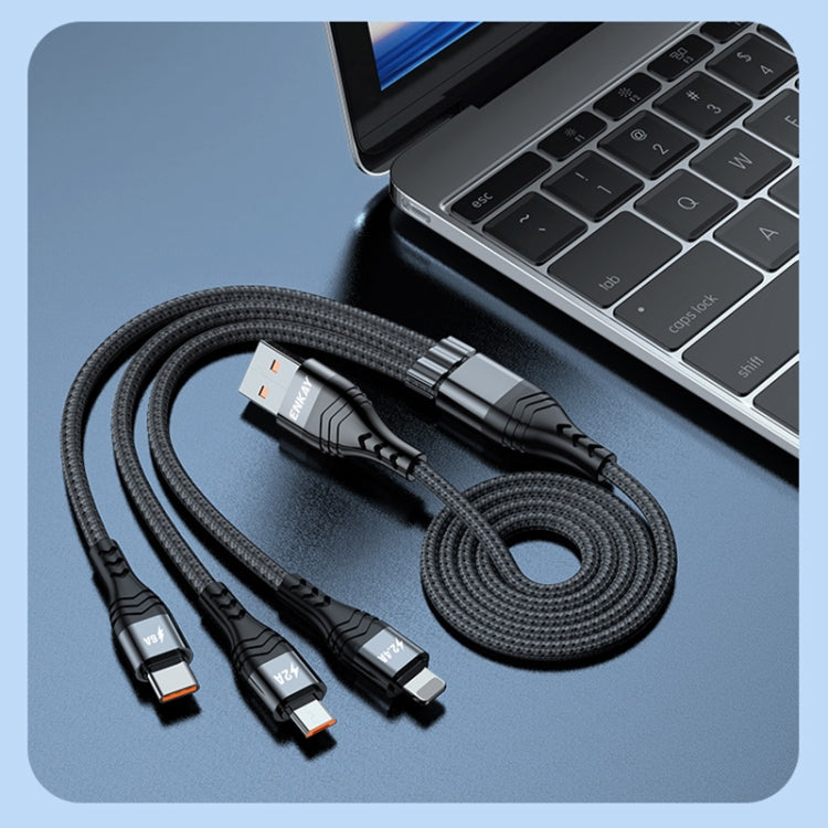 ENKAY 3-in-1 6A USB to Type-C / 8 Pin / Micro USB Multifunction Fast Charging Cable, Cable Length:2m(Grey) - Multifunction Cable by ENKAY | Online Shopping UK | buy2fix