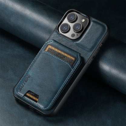 For iPhone 16 Suteni H02 Leather Wallet Stand Back Phone Case(Blue) - iPhone 16 Cases by Suteni | Online Shopping UK | buy2fix