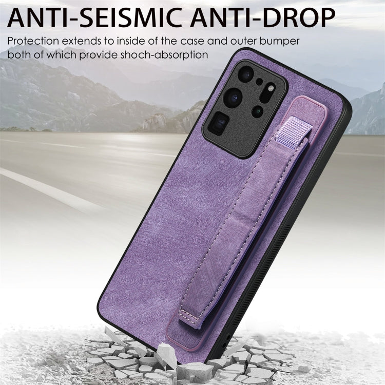 For Samsung Galaxy S20 Ultra 5G Retro Wristband Holder Leather Back Phone Case(Purple) - Galaxy Phone Cases by buy2fix | Online Shopping UK | buy2fix