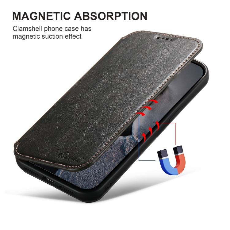 For iPhone 16 Suteni J05 Leather Magnetic MagSafe Phone Case(Black) - iPhone 16 Cases by Suteni | Online Shopping UK | buy2fix