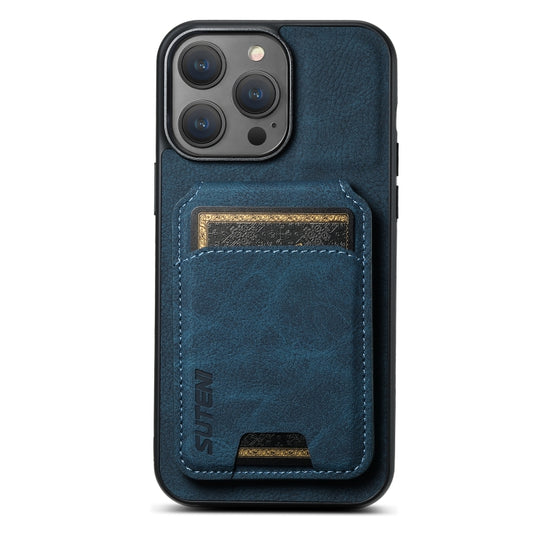 For iPhone 15 Pro Max Suteni H02 Litchi Leather Card Wallet Stand Back Phone Case(Blue) - iPhone 15 Pro Max Cases by Suteni | Online Shopping UK | buy2fix