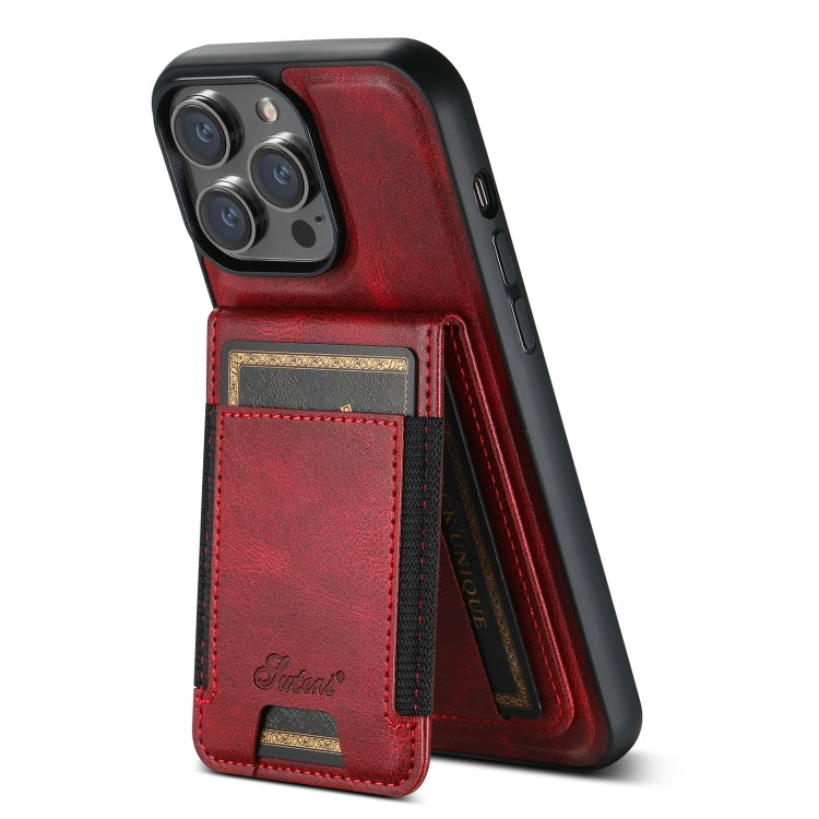 For iPhone 12 Pro Max Suteni H17 Oil Eax Leather MagSafe Detachable Wallet Phone Case(Red) - iPhone 12 Pro Max Cases by Suteni | Online Shopping UK | buy2fix