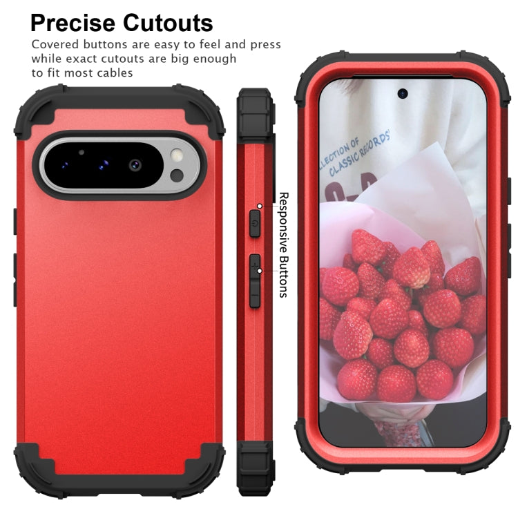 For Google Pixel 9 Pro 3 in 1 Silicone Hybrid PC Shockproof Phone Case(Red) - Google Cases by buy2fix | Online Shopping UK | buy2fix