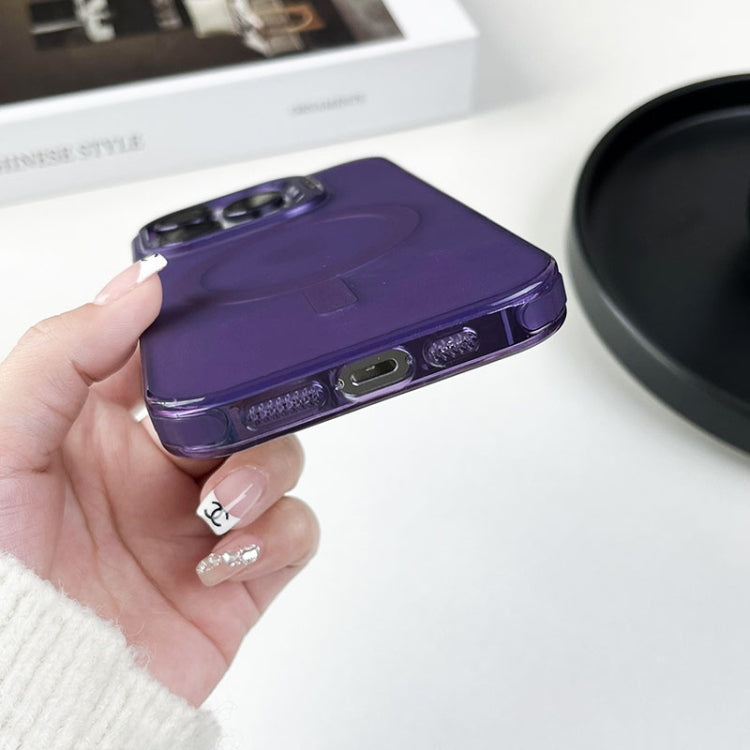 For iPhone 14 Pro Lens Holder MagSafe PC Hybrid TPU Phone Case(Purple) - iPhone 14 Pro Cases by buy2fix | Online Shopping UK | buy2fix