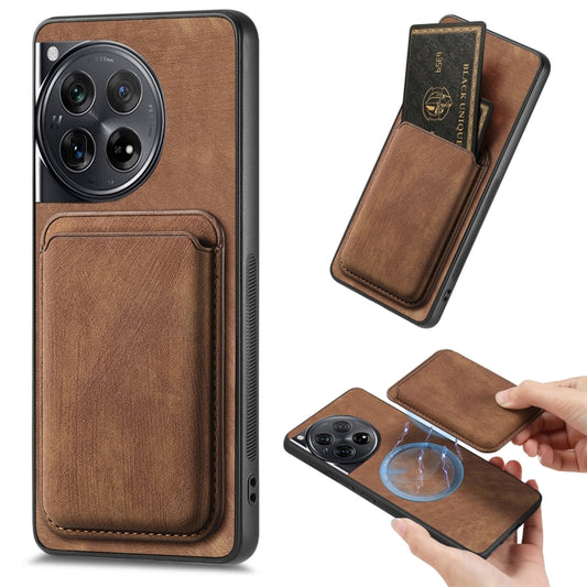 For OnePlus 12 5G Retro Leather Card Bag Magnetic Phone Case(Brown) - OnePlus Cases by buy2fix | Online Shopping UK | buy2fix