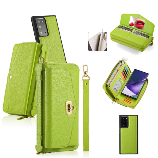 For Samsung Galaxy Note20 Ultra Crossbody Multi-functional Zipper Wallet Litchi Leather Phone Case(Green) - Galaxy Phone Cases by buy2fix | Online Shopping UK | buy2fix