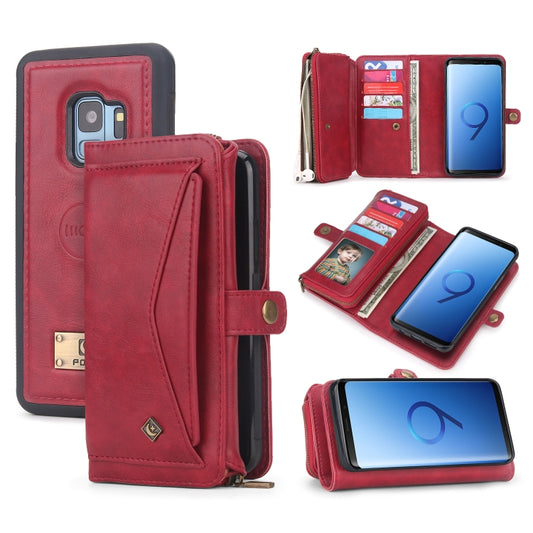 For Samsung Galaxy S9 Multi-functional Zipper Wallet Leather Phone Case(Red) - Galaxy Phone Cases by buy2fix | Online Shopping UK | buy2fix