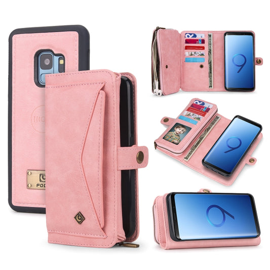 For Samsung Galaxy S9 Multi-functional Zipper Wallet Leather Phone Case(Pink) - Galaxy Phone Cases by buy2fix | Online Shopping UK | buy2fix