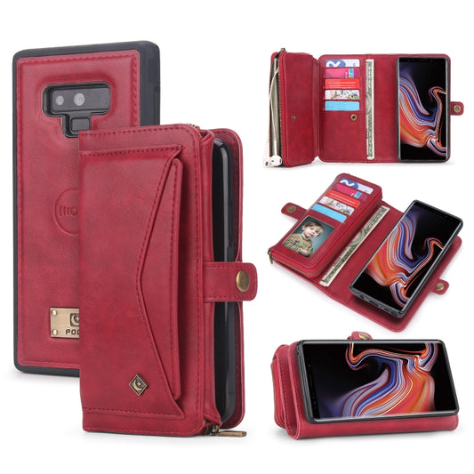 For Samsung Galaxy Note9 Multi-functional Zipper Wallet Leather Phone Case(Red) - Galaxy Phone Cases by buy2fix | Online Shopping UK | buy2fix