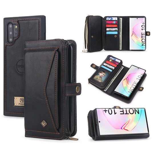 For Samsung Galaxy Note10+ Multi-functional Zipper Wallet Leather Phone Case(Black) - Galaxy Phone Cases by buy2fix | Online Shopping UK | buy2fix