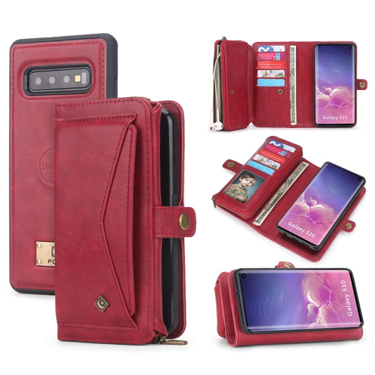 For Samsung Galaxy S10 Multi-functional Zipper Wallet Leather Phone Case(Red) - Galaxy Phone Cases by buy2fix | Online Shopping UK | buy2fix