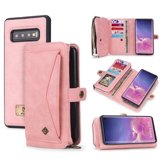 For Samsung Galaxy S10 Multi-functional Zipper Wallet Leather Phone Case(Pink) - Galaxy Phone Cases by buy2fix | Online Shopping UK | buy2fix