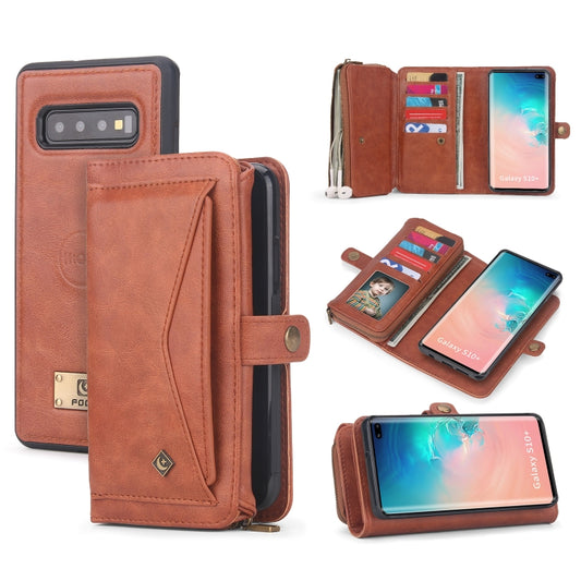 For Samsung Galaxy S10+ Multi-functional Zipper Wallet Leather Phone Case(Orange) - Galaxy Phone Cases by buy2fix | Online Shopping UK | buy2fix