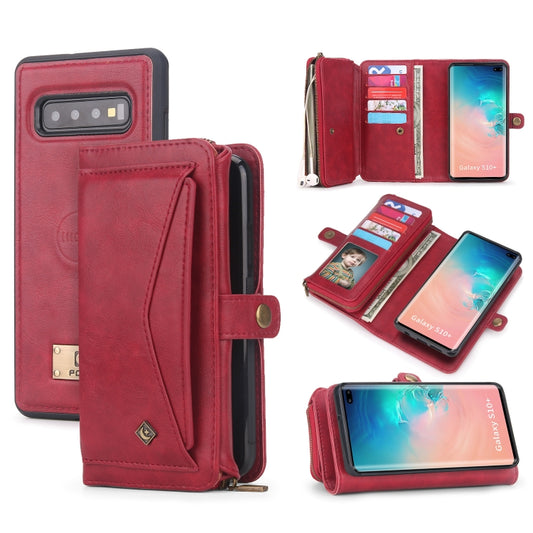 For Samsung Galaxy S10+ Multi-functional Zipper Wallet Leather Phone Case(Red) - Galaxy Phone Cases by buy2fix | Online Shopping UK | buy2fix