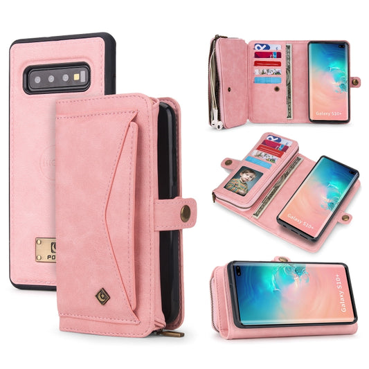 For Samsung Galaxy S10+ Multi-functional Zipper Wallet Leather Phone Case(Pink) - Galaxy Phone Cases by buy2fix | Online Shopping UK | buy2fix