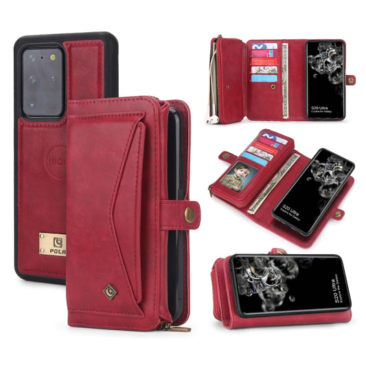 For Samsung  Galaxy S20 Ultra Multi-functional Zipper Wallet Leather Phone Case(Red) - Galaxy Phone Cases by buy2fix | Online Shopping UK | buy2fix