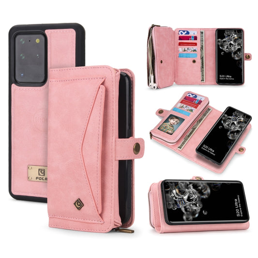 For Samsung  Galaxy S20 Ultra Multi-functional Zipper Wallet Leather Phone Case(Pink) - Galaxy Phone Cases by buy2fix | Online Shopping UK | buy2fix