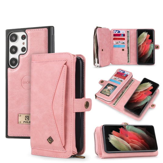 For Samsung Galaxy S23 5G Multi-functional Zipper Wallet Leather Phone Case(Pink) - Galaxy Phone Cases by buy2fix | Online Shopping UK | buy2fix